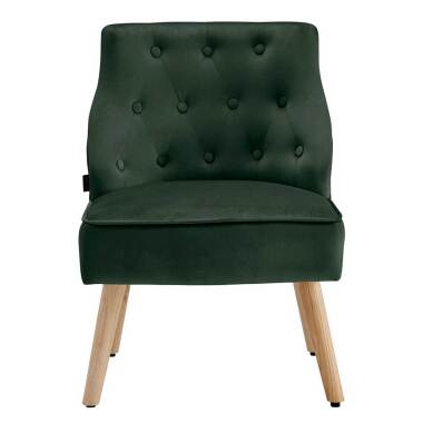 Polstersessel aus Massivholz & Samt Sessel in Dunkelgrün und Holz Naturfarben