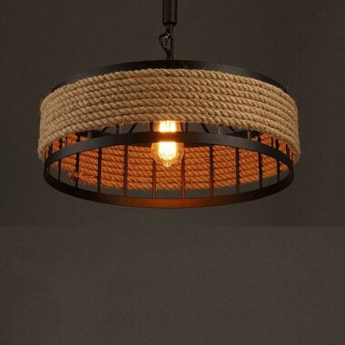 Senderpick - Hanfseil Kronleuchter Rustikal Pendelleuchte Industrie Style Lampe 