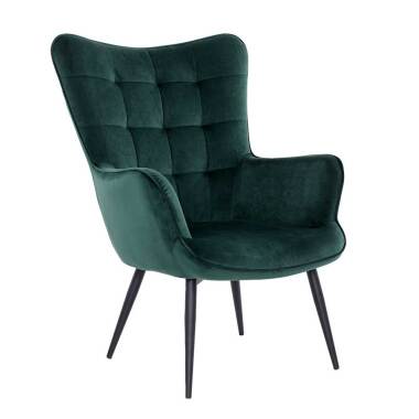 Sessel Dunkelgrün aus Samt und Metall Skandi Design