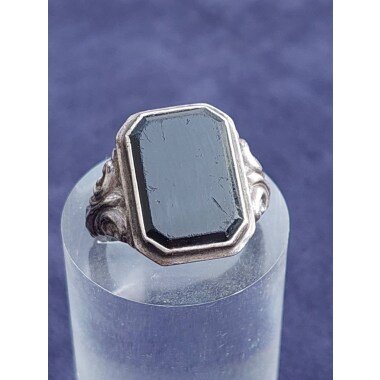 Siegelring aus Quarz & Gr 19 Antiker 900Er Silber Ring Siegelring Onyxstein