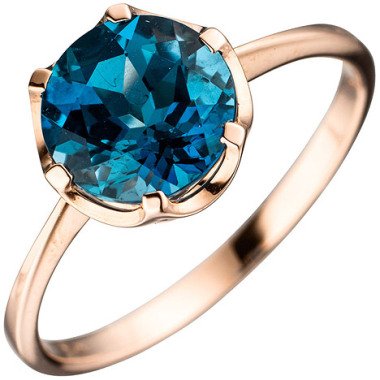 SIGO Damen Ring 585 Gold Rotgold 1 Blautopas blau London blue Goldring Rotgoldri