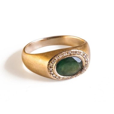 Smaragdschmuck aus Metall & Wunderschöner Natürlicher Smaragd Ring, 14K