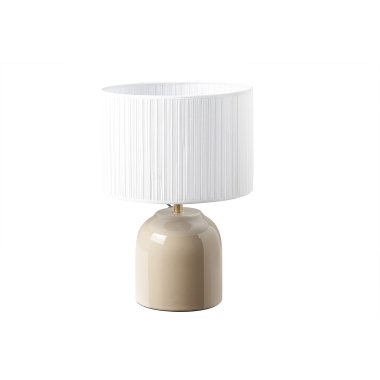 Taupefarbene Tischlampe aus glänzender Keramik