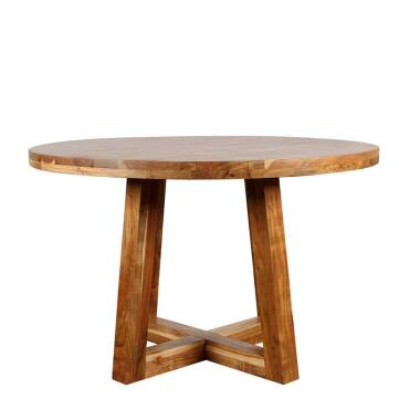 Tisch Massivholz Akazie mit runder Tischplatte