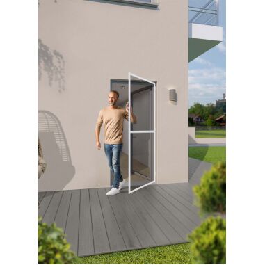TrendLine Fliegenschutz-Tür 100 x 210 cm Aluminium weiß individuell kürzbar