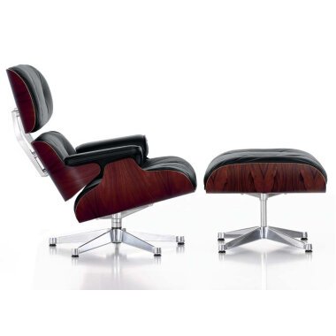Vitra - Lounge Chair & Ottoman - klassische Maße - poliert - Gleiter Hartboden