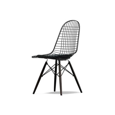 Ahornholzstuhl mit Leder & Vitra Wire Chair DKW-5 Ahorn schwarz Leder 66