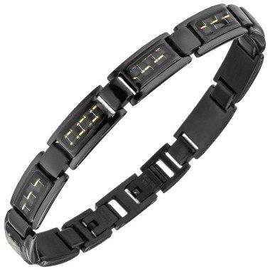 Armband Edelstahl schwarz beschichtet mit goldfarbenen Effekten 22 cm CJ