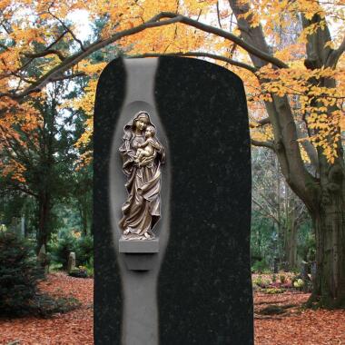Ausgefallener Grabstein mit Maria & Grabmal Doppelgrab mit Bronze Madonna Maria