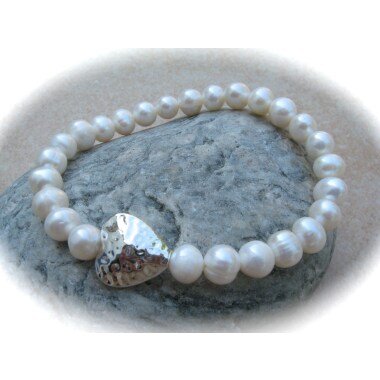 Brautschmuck Armband mit Perlen & Süßwasserperlenarmband Herz, Brautschmuck