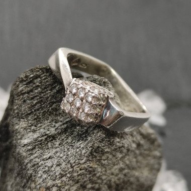 Damen Ring Eckig 925Er Silber Gr.58 18, 5mm Zirkonia Vintage Silberring