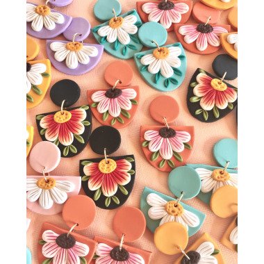 Gänseblümchen Florale Folk Art Statement Ohrringe/Moderne Blumenschmuck