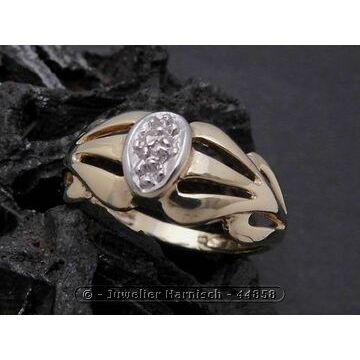 Gold Ring klassisch Gold 333 bicolor Diamant Goldring Gr. 56