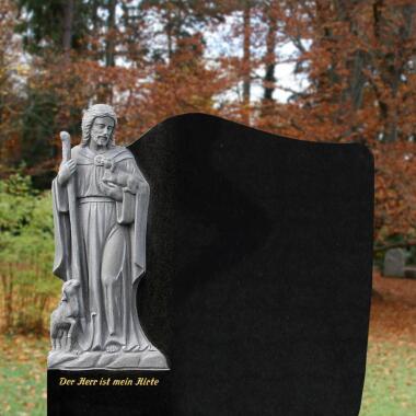 Grabstein für Doppelgrab mit Figur & Doppelgrabmal mit Jesus Christus