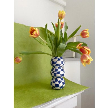 Grabvase aus Keramik & Check Bubble Vase/Handgemachte Keramik