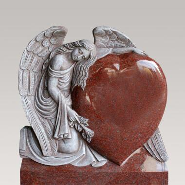 Herzförmiger Grabstein mit Engelfigur Meriana