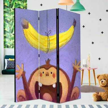 Kinderzimmer Raumtrenner in Bunt Affen Motiv