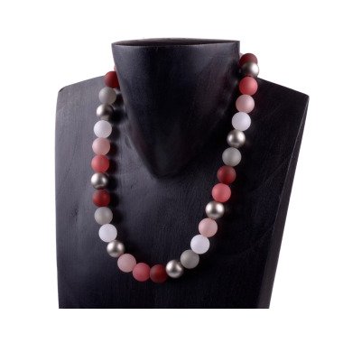 Klassisch Elegante Polariskette Aus Hochwertigen 14mm Perlen in Rosa-, Rot Und