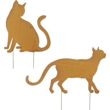Mica Gartenstecker Katze rost 61 x 47 cm 2 verschiedene Motive