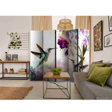 Raumteiler in Bunt & Praxis Raumteiler mit Kolibri Motiv und Blumen 225