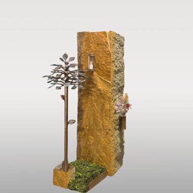 Rustikale Einzelgrab Grabstein Stele mit Lebensbaum aus Bronze Perpignan