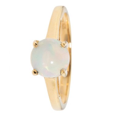 Solitär-Ring, Afrikanischer Opal, Si 925 vergoldet  18 x Afrikanischer Opal