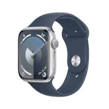 Sportuhr & Apple Watch Series 9 GPS 45mm Aluminium Silber Sportarmband Sturmblau S/M