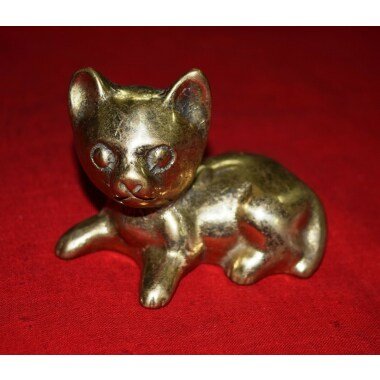 Süße Goldene Katze Statue | Messing Handarbeit