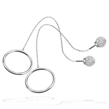 Zirkonia-Ohrringe aus Sterlingsilber & Paar Ohrringe Durchzieher Ring 925