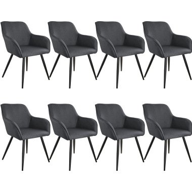8er Set Stuhl Marilyn Leinenoptik, schwarze