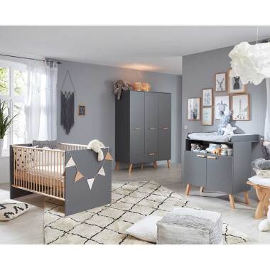 Babymöbelset Grau im Skandi Design Liegefläche