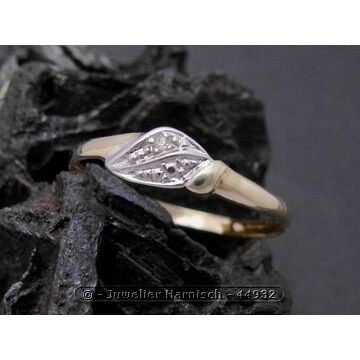 Gold Ring kunstvoll Gold 585 bicolor Diamant Goldring Gr. 58