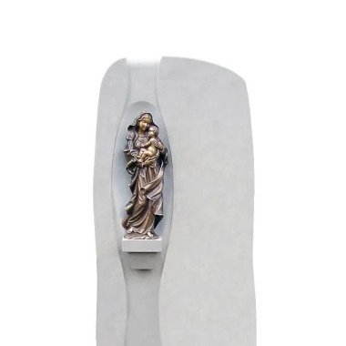 Grabstein für Doppelgrab mit Skulptur & Grabmal Familiengrab Modern Bronze Madonna Figur