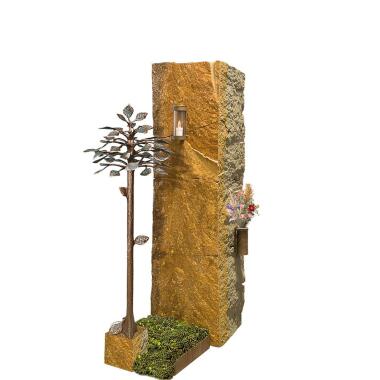 Grabstele aus Naturstein & Rustikale Doppelgrab Grabstein Stele mit Lebensbaum