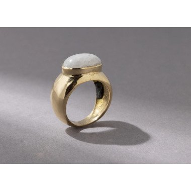 Großer Breiter Mondstein Ring Mit Ovalem Stein, Handgemacht C19 Rb006M