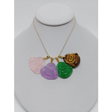 Jade Farben Multi Stein Buddha Anhänger/Halskette