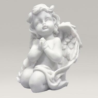 Kniender Engel Skulptur aus Marmorguss Angelo Midi