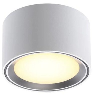 LED Aufbauleuchte Fallon weiß Ring in Stahl-gebürstet 100 mm