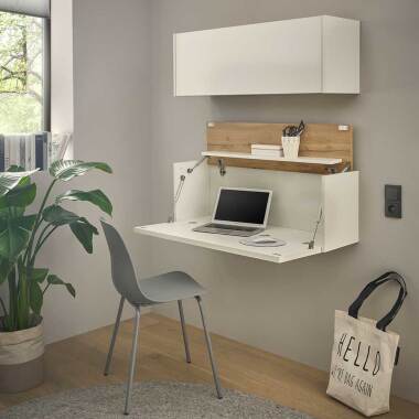 Mini Arbeitszimmermöbel Set in Weiß Wildeichefarben