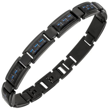 Modeschmuck Armband in Blau & Armband Edelstahl schwarz beschichtet mit