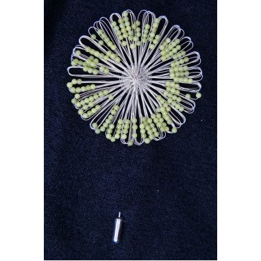 Anstecknadel/Brosche Blume Aus Silber Mit Jade Perlen