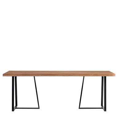 Esszimmer Tisch aus Massivholz und Metall Teakfarben