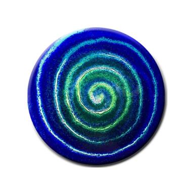 Glas Ornament für Grabstein & Runder Glaseinsatz Spiralmuster blau-grün