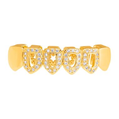 Grill mit Zirkonia & One size fits all Bottom Grillz CUBIC ZIRKONIA offen, gold