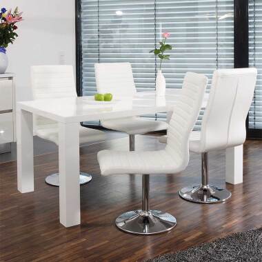 Hochglanz-Bistrotisch & Esszimmerkombination Hochglanz Tisch vier Stühle