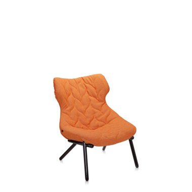 Kartell - Foliage Sessel - Gestell schwarz - Wollstoff orange
