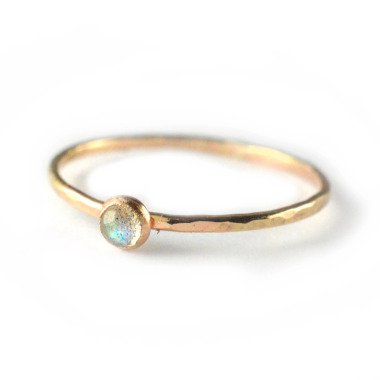 Labradorit-Ring aus Metall & Labradorit Ring, Roh Edelstein Gold Stapelring