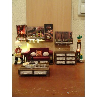 Led Pallet Furniture Modern Shelf Units Miniature 112 Scale Dollhouse Ooak Puppe