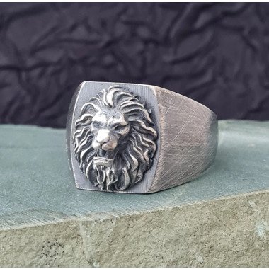 Löwenkopf Ring Sterling Silber, Silber Tier