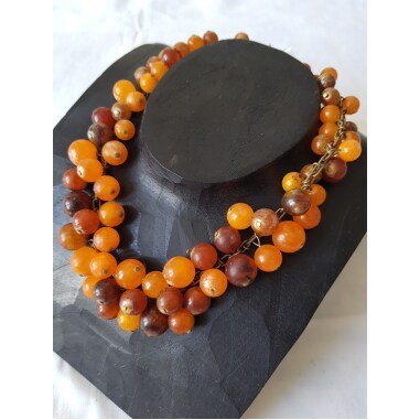 Perlenkette in Orange & 1950 50Er Vintage Halskette Mit Perlen Orange Und